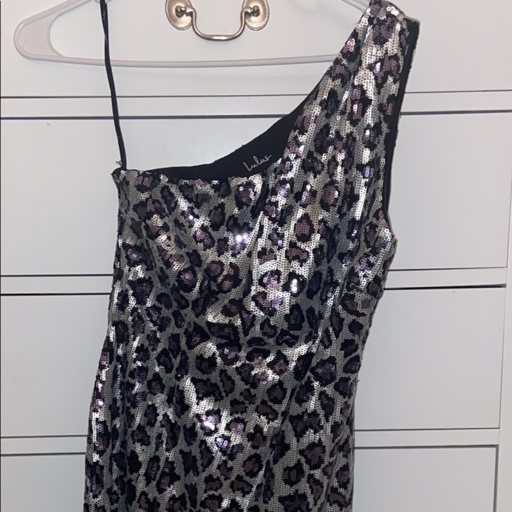Lulus one shoulder cheetah print dress